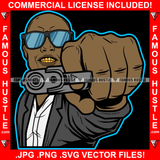 Gangsta Generation Gangster Bald Man Black Sunglasses Gold Teeth Pistol Gun Hip Hop Rap Plug Trap Street Hood Ghetto Swag Thug Hustler Hustling Famous Hustle Baller Trapper Art Graphic Design Logo T-Shirt Print Printing JPG PNG SVG Vector Cut File