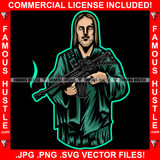 Jesus Statue Machine Gun No Eyes Green Dress Tattoo Hip Hop Rap Hustler Boss Drip Swag Plug Trap Hood Thug Gang Street Mafia Mob Ghetto Cartoon Famous Hustle Art Graphic Design Logo T-Shirt Print Printing JPG PNG SVG Vector Cut File