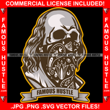 Famous Hustle Gangster President Ben Franklin Face Skull Bandanna Hip Hop Rap Rapper Plug Trap Street Hood Ghetto Swag Thug Hustler Hustling Baller Trapper Quote Art Graphic Design Logo T-Shirt Print Printing JPG PNG SVG Vector Cut File