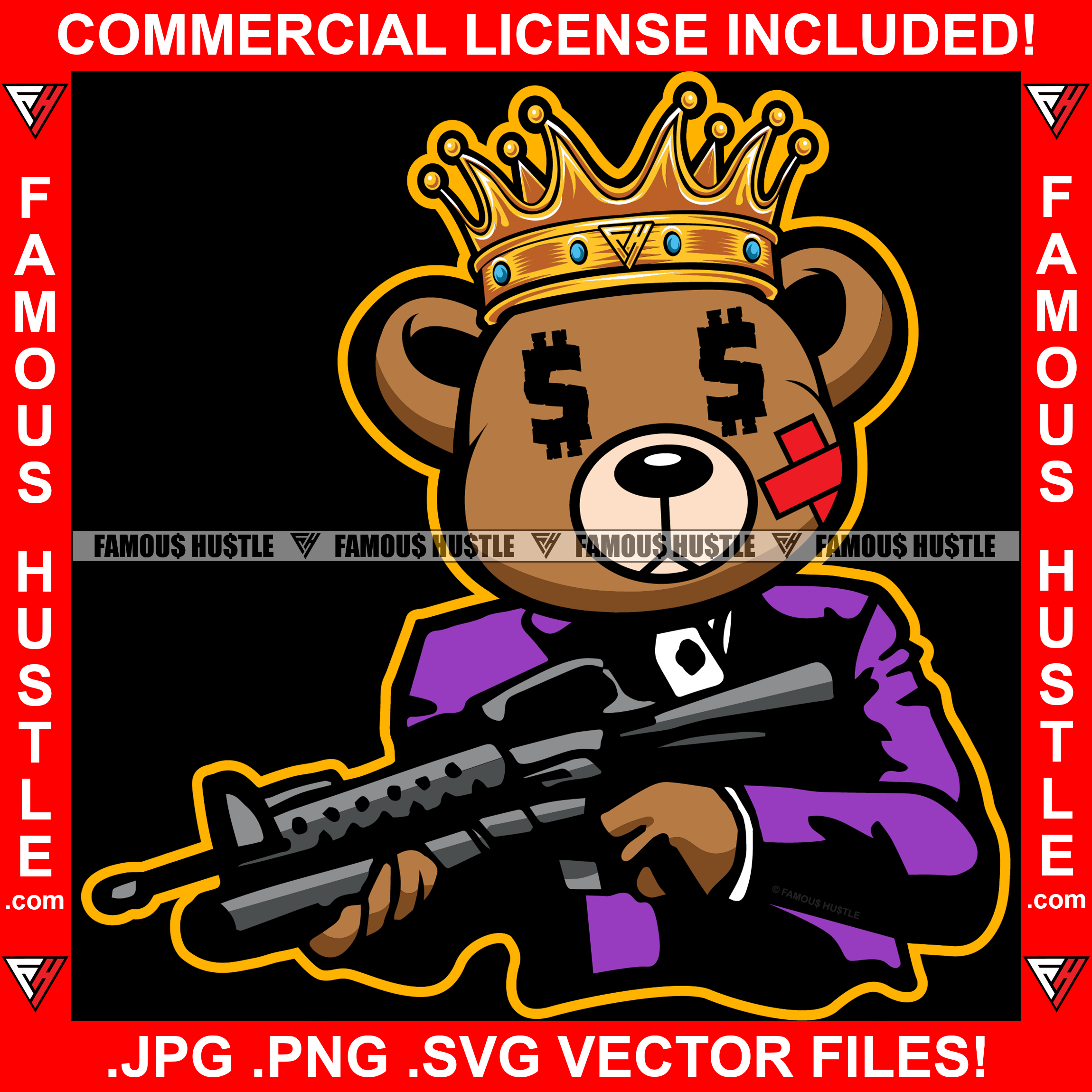 Teddy Bear King SVG Gangster Bear SVG Cutting File Digital 