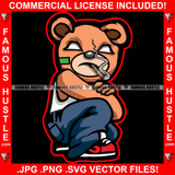 The Hustle Dont Sleep Gangster Teddy Bear White Eyes Mean Face Marijuana Cigarette Smoke Sneakers Hip Hop Rap Plug Hustling Trap Trapper Art Graphic Design Logo T-Shirt Print Printing JPG PNG SVG Vector Cut File