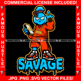 Savage Money Bag Cartoon Character Dollar Sign Eyes Gold Jewelry Necklace Chain Watch Cash Bundle Showing Middle Finger Hustler Boss Drip Swag Trapper Trap Quote Famous Hustle Art Graphic Design Logo T-Shirt Print Printing JPG PNG SVG Vector Cut File