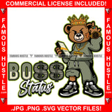 Boss Status Rebel Gangster Teddy Bear King Middle Finger Gold Jewelry Cash Money Stack Tattoo Hip Hop Rap Hustler Drip Plug Trap Hood Thug Gang Street Mafia Mob Famous Hustle Quote Art Graphic Design Logo T-Shirt Print Printing JPG PNG SVG Vector Cut File