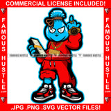 Money Bag Cartoon Character Dollar Sign Eyes Gold Jewelry Necklace Chain Watch Cash Bundle Showing Middle Finger Hustler Boss Drip Swag Trapper Trap Hustling Quote Famous Hustle Art Graphic Design Logo T-Shirt Print Printing JPG PNG SVG Vector Cut File