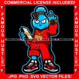 Money Bag Cartoon Character Dollar Sign Eyes Gold Jewelry Necklace Chain Watch Cash Bundle Showing Middle Finger Hustler Boss Drip Swag Trapper Trap Hustling Quote Famous Hustle Art Graphic Design Logo T-Shirt Print Printing JPG PNG SVG Vector Cut File