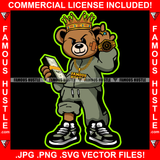 Boss Status Rebel Gangster Teddy Bear King Middle Finger Gold Jewelry Cash Money Stack Tattoo Hip Hop Rap Hustler Drip Plug Trap Hood Thug Gang Street Mafia Mob Famous Hustle Art Graphic Design Logo T-Shirt Print Printing JPG PNG SVG Vector Cut File