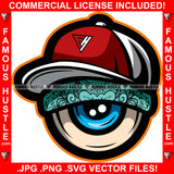 Famous Hustle Blue Dripping Gangster Eye Cartoon Bandanna Cap Hip Hop Rap Rapper Plug Trap Street Hood Ghetto Swag Thug Hustler Dope Baller Trapper Hustling Flex Art Graphic Design Logo T-Shirt Print Printing JPG PNG SVG Vector Cut File