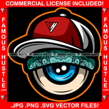 Famous Hustle Blue Dripping Gangster Eye Cartoon Bandanna Cap Hip Hop Rap Rapper Plug Trap Street Hood Ghetto Swag Thug Hustler Dope Baller Trapper Hustling Flex Art Graphic Design Logo T-Shirt Print Printing JPG PNG SVG Vector Cut File