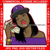 Sexy Gangster Black Lady Female Cash Money Long Nails Dress Cap Gold Jewelry Watch Mean Face Tattoo Hip Hop Rap Plug Trap Street Hood Ghetto Hustler Hustling Drip Rich Thug Famous Hustle Art Graphic Design Logo Print Printing Vector SVG Cut File