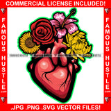 Famous Hustle Heart Flowers Roses Rap Hip Hop Saying Trending Fashion Hip Hop Rap Rapper Plug Trap Street Hood Ghetto Thug Hustler Hustling Famous Hustle Art Graphic Design Logo T-Shirt Print Printing JPG PNG SVG Vector Cut File