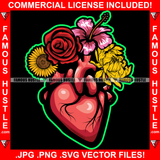 Famous Hustle Heart Flowers Roses Rap Hip Hop Saying Trending Fashion Hip Hop Rap Rapper Plug Trap Street Hood Ghetto Thug Hustler Hustling Famous Hustle Art Graphic Design Logo T-Shirt Print Printing JPG PNG SVG Vector Cut File