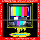 Multiple Colors Dripping From TV Television No Signal  Hip Hop Rap Rapper Plug Trap Street Hood Ghetto Swag Thug Hustler Hustling Famous Hustle Baller Trapper Art Graphic Design Logo T-Shirt Print Printing JPG PNG SVG Vector Cut File