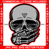 Skull Putting Hand On Mouth Skeleton Dead Horror Grunge Famous Hustle Art Graphic Design Logo T-Shirt Print Printing JPG PNG SVG Vector Cut File