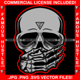 Skull Putting Hand On Mouth Skeleton Dead Horror Grunge Famous Hustle Art Graphic Design Logo T-Shirt Print Printing JPG PNG SVG Vector Cut File