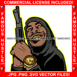 Savage Famous Hustle Gangster Tattoo Male Gang Member Dripping Eyes Machine Gun Gold Watch Hip Hop Rap Plug Trap Street Hood Ghetto Thug Hustler Hustling Drip Famous Hustle Art Graphic Design Logo T-Shirt Print Printing JPG PNG SVG Vector Cut File