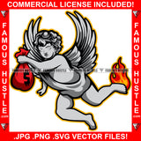 Gangster Angel Wings Statue Cash Money Red Bag Fire Tattoo Hip Hop Rap Rapper Plug Trap Street Hood Ghetto Thug Hustler Hustling Drip Boss Famous Hustle Art Graphic Design Logo T-Shirt Print Printing JPG PNG SVG Vector Cut File