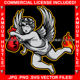 Gangster Angel Wings Statue Cash Money Red Bag Fire Tattoo Hip Hop Rap Rapper Plug Trap Street Hood Ghetto Thug Hustler Hustling Drip Boss Famous Hustle Art Graphic Design Logo T-Shirt Print Printing JPG PNG SVG Vector Cut File