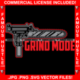 Grind More Machine Gun Chain Saw Hip Hop Rap Rapper Plug Trap Street Hood Ghetto Swag Thug Hustler Hustling Famous Hustle Baller Trapper Quote Art Graphic Design Logo T-Shirt Print Printing JPG PNG SVG Vector Cut File