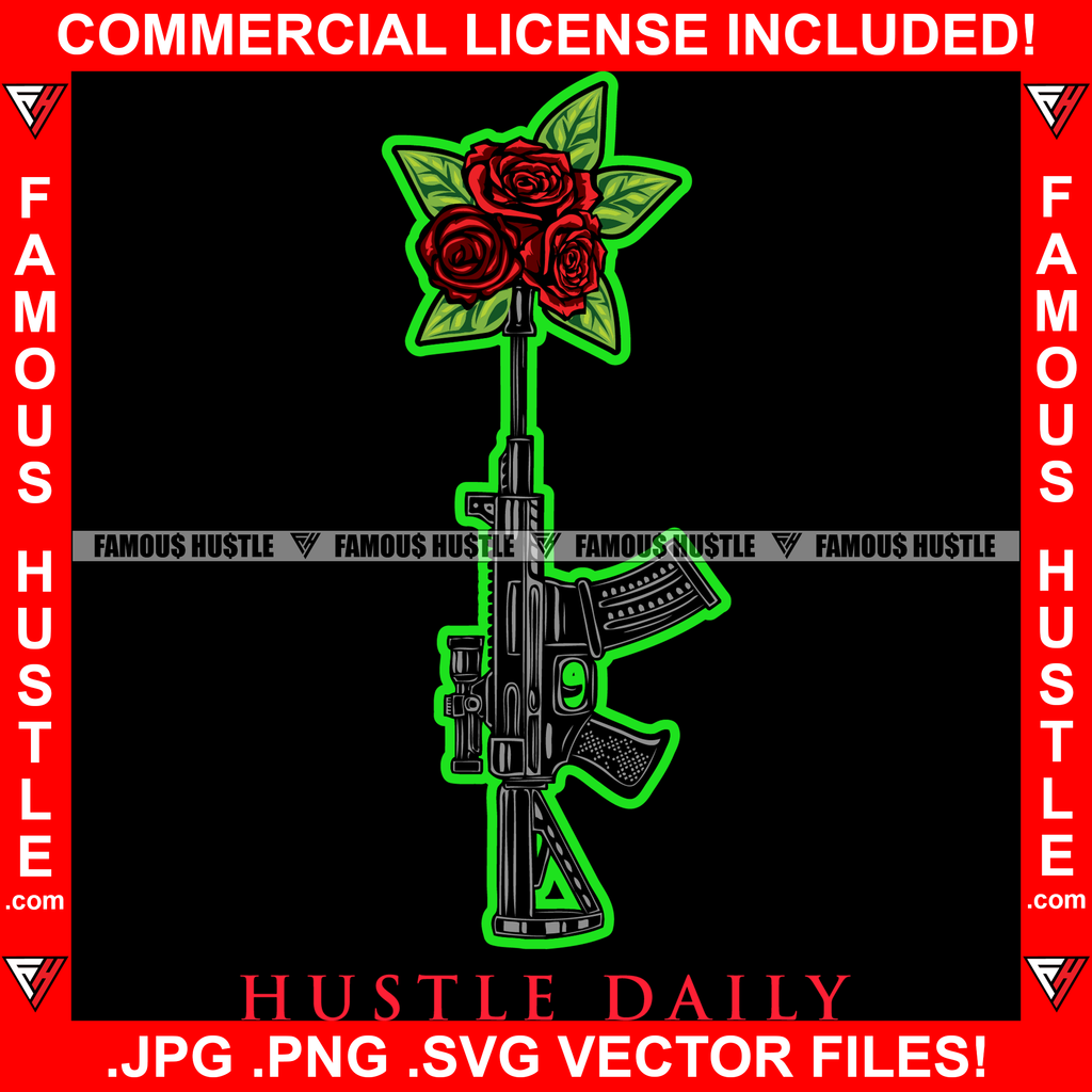 Hustle Daily AK-47 Machine Gun Red Rose Hip Hop Rap Rapper Plug Trap S ...