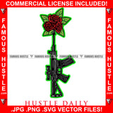 Hustle Daily AK-47 Machine Gun Red Rose Hip Hop Rap Rapper Plug Trap Street Hood Ghetto Swag Thug Hustler Hustling Famous Baller Trapper Quote Art Graphic Design Logo T-Shirt Print Printing JPG PNG SVG Vector Cut File