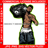 Famous Hustle Gangster Black Man Tape Recorder Saggy Pant Tattoo Finger Sign Hip Hop Rap Rapper Plug Trap Street Hood Ghetto Swag Thug Hustler Hustling Baller Trapper Art Graphic Design Logo T-Shirt Print Printing JPG PNG SVG Vector Cut File