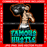 Famous Hustle Gangster White Man Tape Recorder Saggy Pant Tattoo Finger Sign Hip Hop Rap Rapper Plug Trap Street Hood Ghetto Swag Thug Hustler Hustling Baller Trapper Quote Art Graphic Design Logo T-Shirt Print Printing JPG PNG SVG Vector Cut File