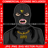 Gangster Black Sexy Female Ski Mask Gold Teeth Jewelry Robber Face Mask Rap Rapper Plug Trap Street Hood Ghetto Swag Thug Woman Hustler Lady Hustling Girl Drip Famous Hustle Art Graphic Design Logo T-Shirt Print Printing JPG PNG SVG Vector Cut File