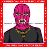 Savage Gangster Angry Lady Woman Pink Ski Mask Female Gold Jewelry Hip Hop Rap Rapper Plug Trap Street Hood Ghetto Swag Thug Hustler Hustling Famous Hustle Baller Trapper Art Graphic Design Logo T-Shirt Print Printing JPG PNG SVG Vector Cut File