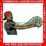 I Have A Millionaire Mind Gangster Black Man Gold Jewelry Spreading Cash Stack Money Spread Arm Hip Hop Rap Plug Trap Street Hood Ghetto Swag Thug Famous Hustle Baller Art Graphic Design Logo T-Shirt Print Printing JPG PNG SVG Vector Cut File