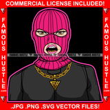 Savage Gangster Angry Lady Woman Pink Ski Mask Female Gold Jewelry Hip Hop Rap Rapper Plug Trap Street Hood Ghetto Swag Thug Hustler Hustling Famous Hustle Baller Trapper Art Graphic Design Logo T-Shirt Print Printing JPG PNG SVG Vector Cut File