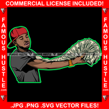 I Have A Millionaire Mind Gangster Black Man Gold Jewelry Spreading Cash Stack Money Spread Arm Hip Hop Rap Plug Trap Street Hood Ghetto Swag Thug Famous Hustle Baller Art Graphic Design Logo T-Shirt Print Printing JPG PNG SVG Vector Cut File