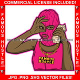 Sexy Gangster Woman Ski Mask Female Lady Money Stack Phone Finger Sign Gold Necklace Hip Hop Rap Girl Rapper Street Hood Ghetto Swag Thug Hustler Hustling Flex Drip Art Graphic Design Logo T-Shirt Print Printing JPG PNG SVG Vector Cut File