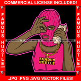 Sexy Gangster Woman Ski Mask Female Lady Money Stack Phone Finger Sign Gold Necklace Hip Hop Rap Girl Rapper Street Hood Ghetto Swag Thug Hustler Hustling Flex Drip Art Graphic Design Logo T-Shirt Print Printing JPG PNG SVG Vector Cut File