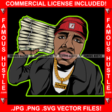 Sauce Dripping Gangster Black Man Cash Money Bundles Gold Necklace Jewelry Cap Hip Hop Rap Rapper Plug Trap Street Hood Thug Hustler Hustling Famous Hustle Baller Trapper Art Graphic Design Logo T-Shirt Print Printing JPG PNG SVG Vector Cut File
