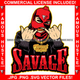 Savage Gangster Wearing Ski Mask Fingers In Mouth Showing Gold Teeth Grill Gang Member Hip Hop Rap Rapper Plug Trap Street Hood Ghetto Swag Famous Hustle Quote Art Graphic Design Logo T-Shirt Print Printing JPG PNG SVG Vector Cut File