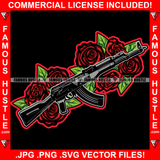 Married To The Game AK-47 Machine Gun Red Roses Full Magazine Tattoo Gun Rights 2nd Amendment Gangster Art Trap Plug Boss Street Savage Military Weapon Famous Hustle Thug Art Graphic Design Logo T-Shirt Print Printing JPG PNG SVG Vector Cut File