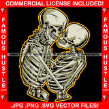 Famous Hustle Skeleton Couple Romantic Dying Together Forever Love Lovers Relationship Family Boyfriend Girlfriend Husband Wife Married Marriage Skull Dead Horror Grunge Art Graphic Design Logo T-Shirt Print Printing JPG PNG SVG Vector Cut File