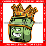King $100 Bill Money Cash Bundle  Dollar Sign White Eyes Angry Mean Face Tattoo Hip Hop Rap Hustler Drip Trap Hood Thug Street Mafia Mob Ghetto Famous Hustle Art Graphic Design Logo T-Shirt Print Printing JPG PNG SVG Vector Cut File
