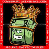 King $100 Bill Money Cash Bundle  Dollar Sign White Eyes Angry Mean Face Tattoo Hip Hop Rap Hustler Drip Trap Hood Thug Street Mafia Mob Ghetto Famous Hustle Art Graphic Design Logo T-Shirt Print Printing JPG PNG SVG Vector Cut File