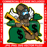 Bang! Baby Angel Wings Gas Mask Gold Machine Gun Cash Money Bags Hip Hop Rap Rapper Plug Trap Street Hood Ghetto Swag Thug Hustler Hustling Famous Hustle Baller Trapper Art Graphic Design Logo T-Shirt Print Printing JPG PNG SVG Vector Cut File