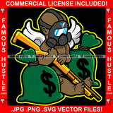 Bang! Baby Angel Wings Gas Mask Gold Machine Gun Cash Money Bags Hip Hop Rap Rapper Plug Trap Street Hood Ghetto Swag Thug Hustler Hustling Famous Hustle Baller Trapper Art Graphic Design Logo T-Shirt Print Printing JPG PNG SVG Vector Cut File