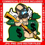 Bang! White Baby Angel Wings Gas Mask Gold Machine Gun Cash Money Bags Hip Hop Rap Rapper Plug Trap Street Hood Ghetto Swag Thug Hustler Hustling Famous Hustle Baller Trapper Art Graphic Design Logo T-Shirt Print Printing JPG PNG SVG Vector Cut File