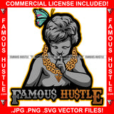 Famous Hustle Gangster Statue Gold Necklace Shhh Finger Hand Gesture Butterfly Hip Hop Rap Rapper Plug Trap Street Hood Ghetto Swag Thug Hustler Hustling Baller Trapper Quote Art Graphic Design Logo T-Shirt Print Printing JPG PNG SVG Vector Cut File