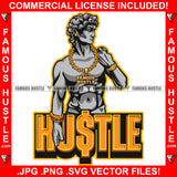 Hustle Gangster Street Man Statue Gold Jewelry Necklace Rings Watch Mean Face Hip Hop Rap Rapper Plug Trap Street Hood Ghetto Swag Thug Hustler Trapper Quote Art Graphic Design Logo T-Shirt Print Printing JPG PNG SVG Vector Cut File