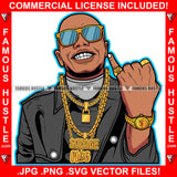 Hustle Gangster Bald Mean Face Man Gold Glasses Jewelry Lock Savage Plug Necklace Hip Hop Rap Rapper Plug Trap Street Hood Ghetto Swag Thug Hustling Famous Baller Trapper Art Graphic Design Logo T-Shirt Print Printing JPG PNG SVG Vector Cut File