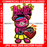 Hustle Killer Woman Gangster Female Teddy Bear Horror Girl Heartbroken Lady Bloody Chainsaw Cutting Heart Eye Patch Tattoo Hip Hop Rap Hustler Boss Drip Swag Famous Hustle Quote Art Graphic Design Logo T-Shirt Print Printing JPG PNG SVG Vector Cut File
