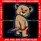 Original Gangsta Blood Gangster Horror Teddy Bear Scar Face Red Eyes Bloody Knife Hip Hop Rap Plug Trap Hood Ghetto Swag Thug Hustler Hustling Famous Hustle Baller Trapper Art Graphic Design Logo T-Shirt Print Printing JPG PNG SVG Vector Cut File