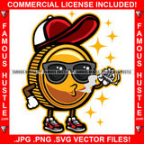 Trap Season Gold Coin Gangster Cartoon Character Smoking Cigar Cap Sunglasses Sneakers Hip Hop Rap Rapper Plug Trap Street Hood Ghetto Swag Thug Famous Hustle Art Graphic Design Logo T-Shirt Print Printing JPG PNG SVG Vector Cut File