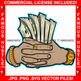 Money On Lock Gangster Hands Cash Gold Diamond Jewelry Watch Tattoo Hip Hop Rap Hustler Drip Swag Trap Hood Thug Street Mafia Mob Ghetto Famous Hustle Art Graphic Design Logo T-Shirt Print Printing JPG PNG SVG Vector Cut File