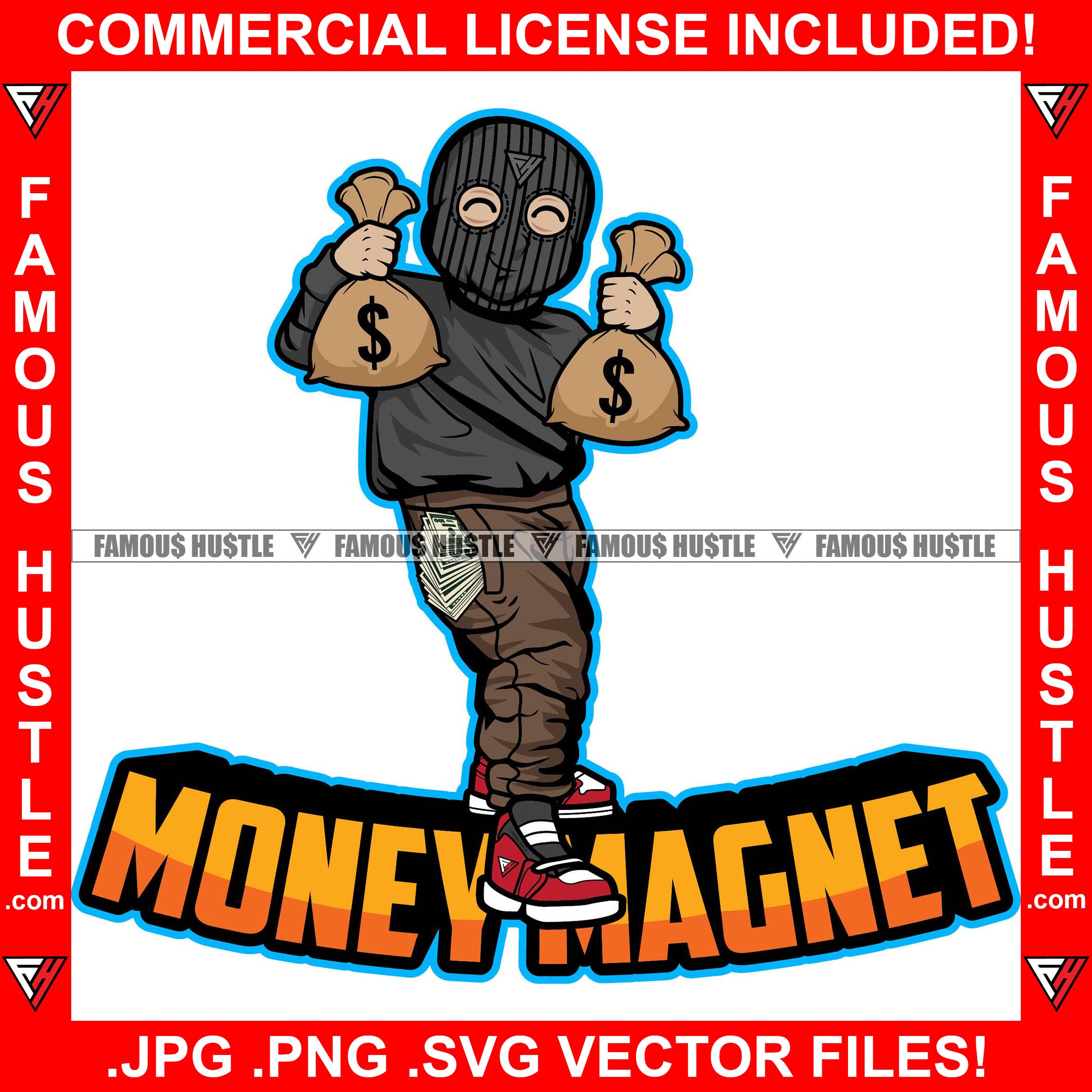 Money Chaser Gangster Wearing Ski Mask Gold Machine Gun Luxury Cash Ba –  famoushustle